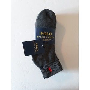 Polo Ralph Lauren 6 Pairs Quarter Classic Sport Men Socks Charcoal - Siz…